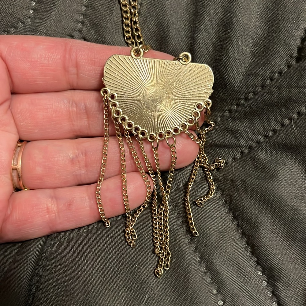Rudiment Gold Pendant Necklace with Black Stone - Picture 3 of 3